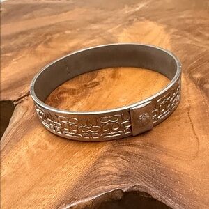 Coach Silver Embossed Bangle Bracelet